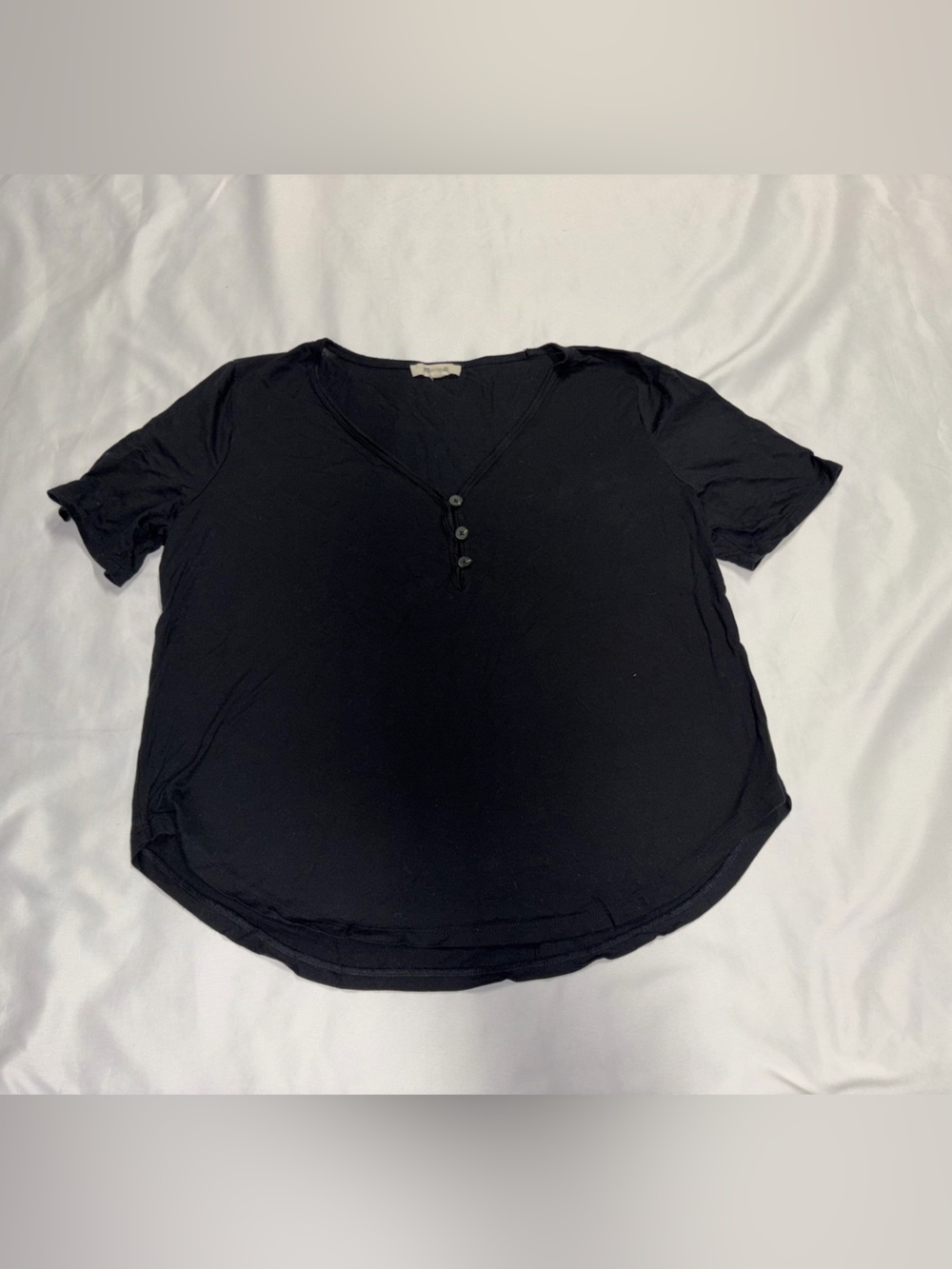 Madewell Black Short-Sleeve Henley Tee